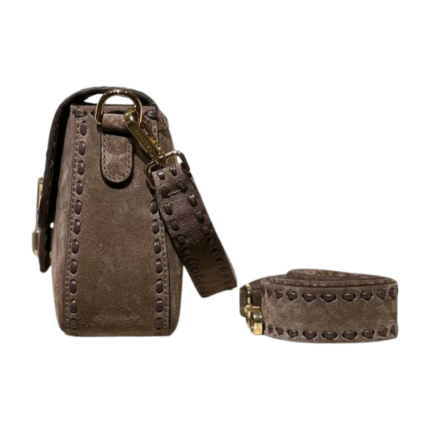 Crossbody bag 8596 hakiki süet deri vizon